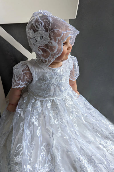 Couture Embroidered Beaded Lace Baptism Christening Gown