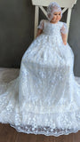 Couture Embroidered Beaded Lace Baptism Christening Gown