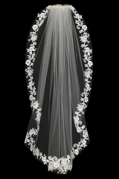 The Giselle Floral Lace Communion Veil