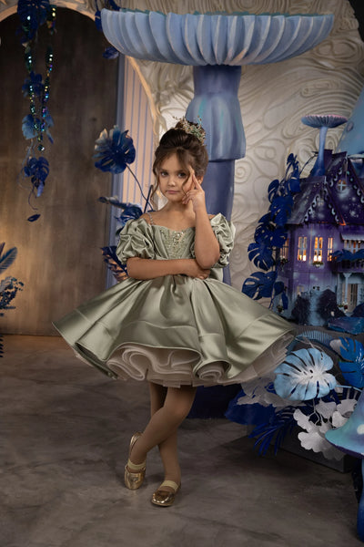Stunning Sierra Girls Couture Satin Knee High Dress for Special Occasions