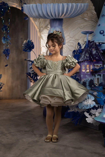 Stunning Sierra Girls Couture Satin Knee High Dress for Special Occasions