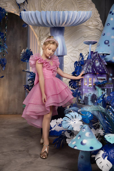 Seraphina Blossom Gown | Couture Pink Hi-Lo Girls Dress