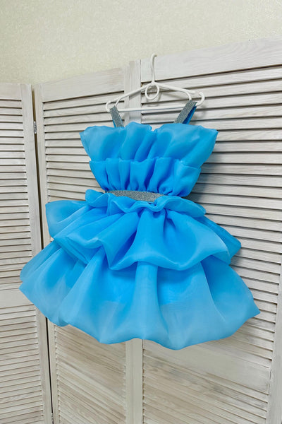 Girls Pageant Dress Organza Tiered Ruffle Skirt