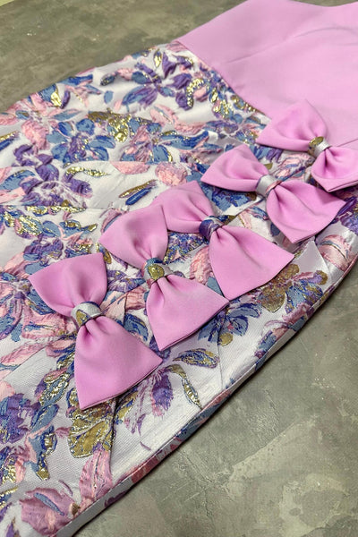 Girls Pageant Interview Dress | Brocade Bow Dress