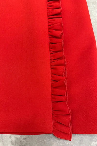 Girls Pageant Interview Red Ruffle Detail Dress
