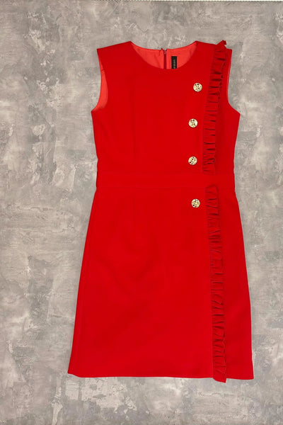 Girls Pageant Interview Red Ruffle Detail Dress