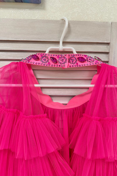 Signature Designer Sequin Romper with Tulle Overskirt