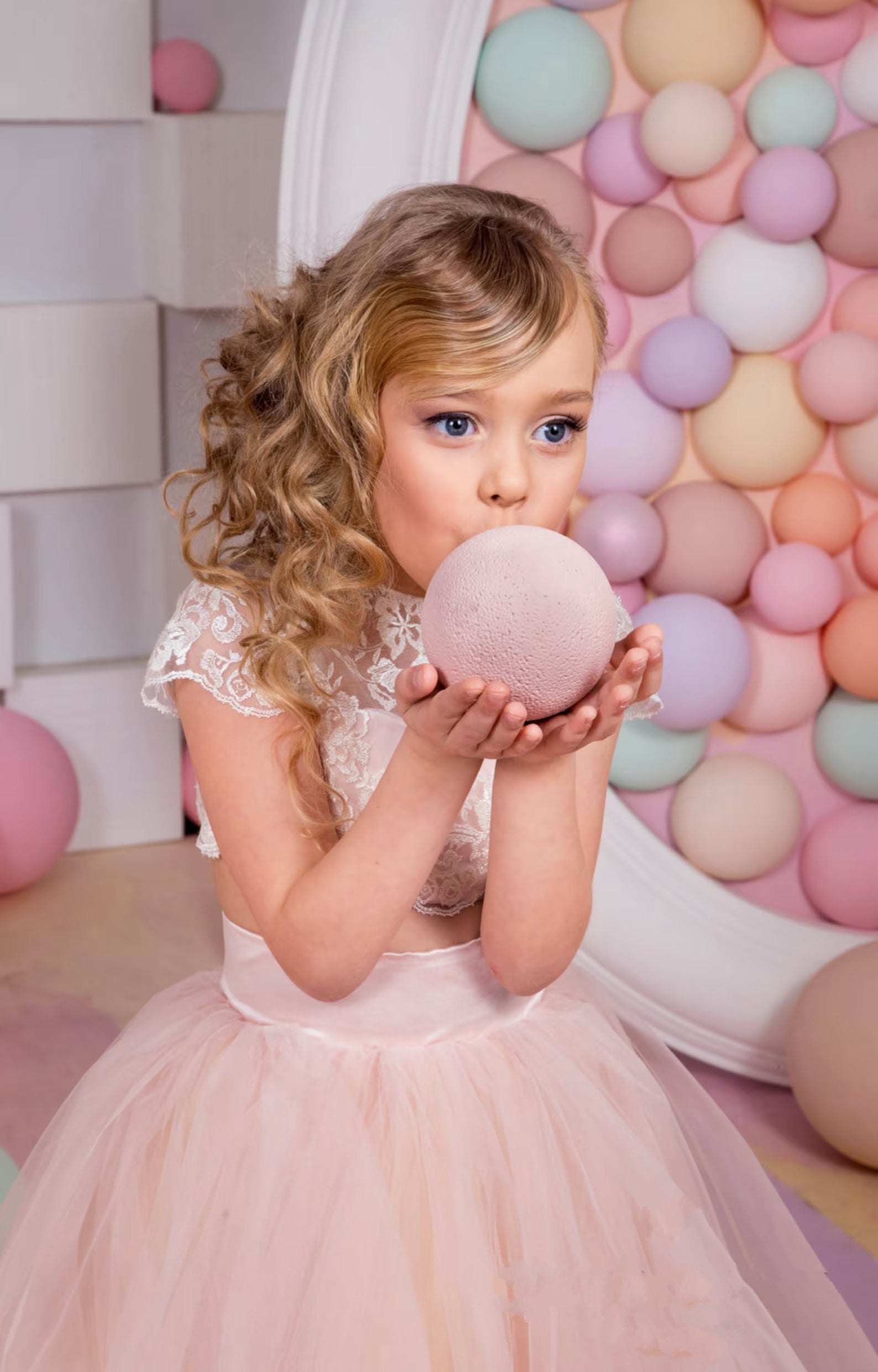 Girls Custom Two Piece Birthday Special Occasion Pageant Party Lace Tulle Outfit