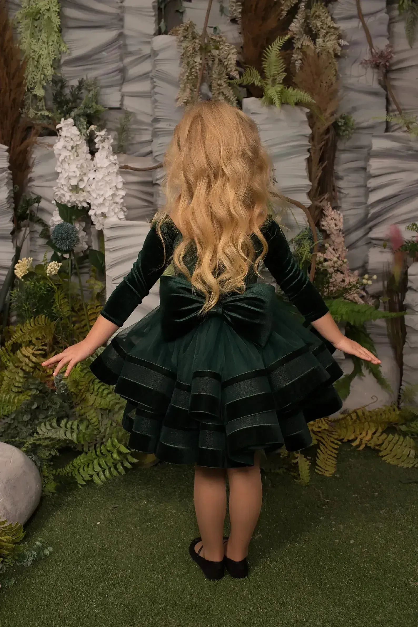 Girls Special Occasion Short Velvet Tulle Pageant Holiday Party Dress