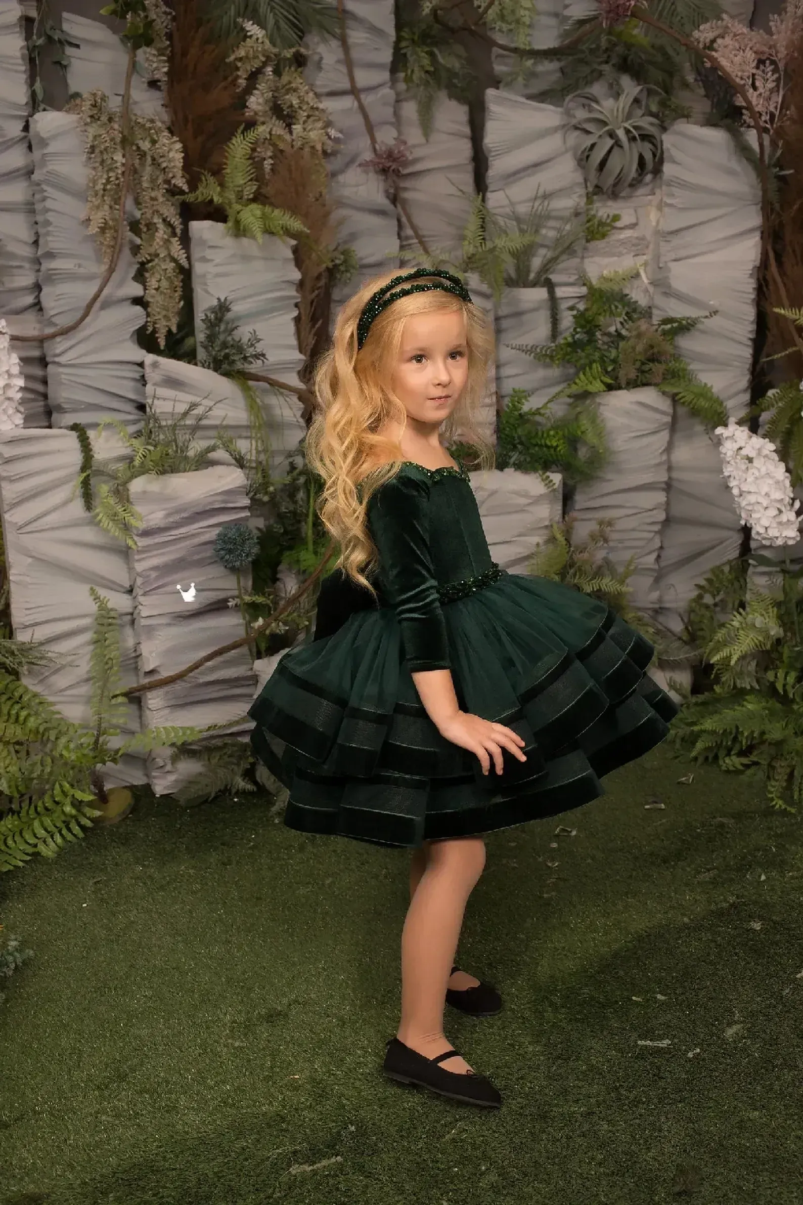 Girls Special Occasion Short Velvet Tulle Pageant Holiday Party Dress