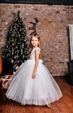 Satin Tulle Flower Girl Wedding Birthday Party Floor Length Dress