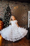 Girls Elegant Communion Wedding Flower Girl Party Satin Tulle Floor Length Dress
