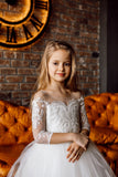 Gorgeous Satin Lace Tulle Flower Girl Wedding Party Communion Dress