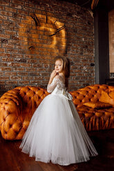 The Aiyana Lace Tulle Girls Communion Dress