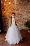 Custom Wedding Flower Girl Wedding Party 3D Floral Lace Satin Floor Length Dress