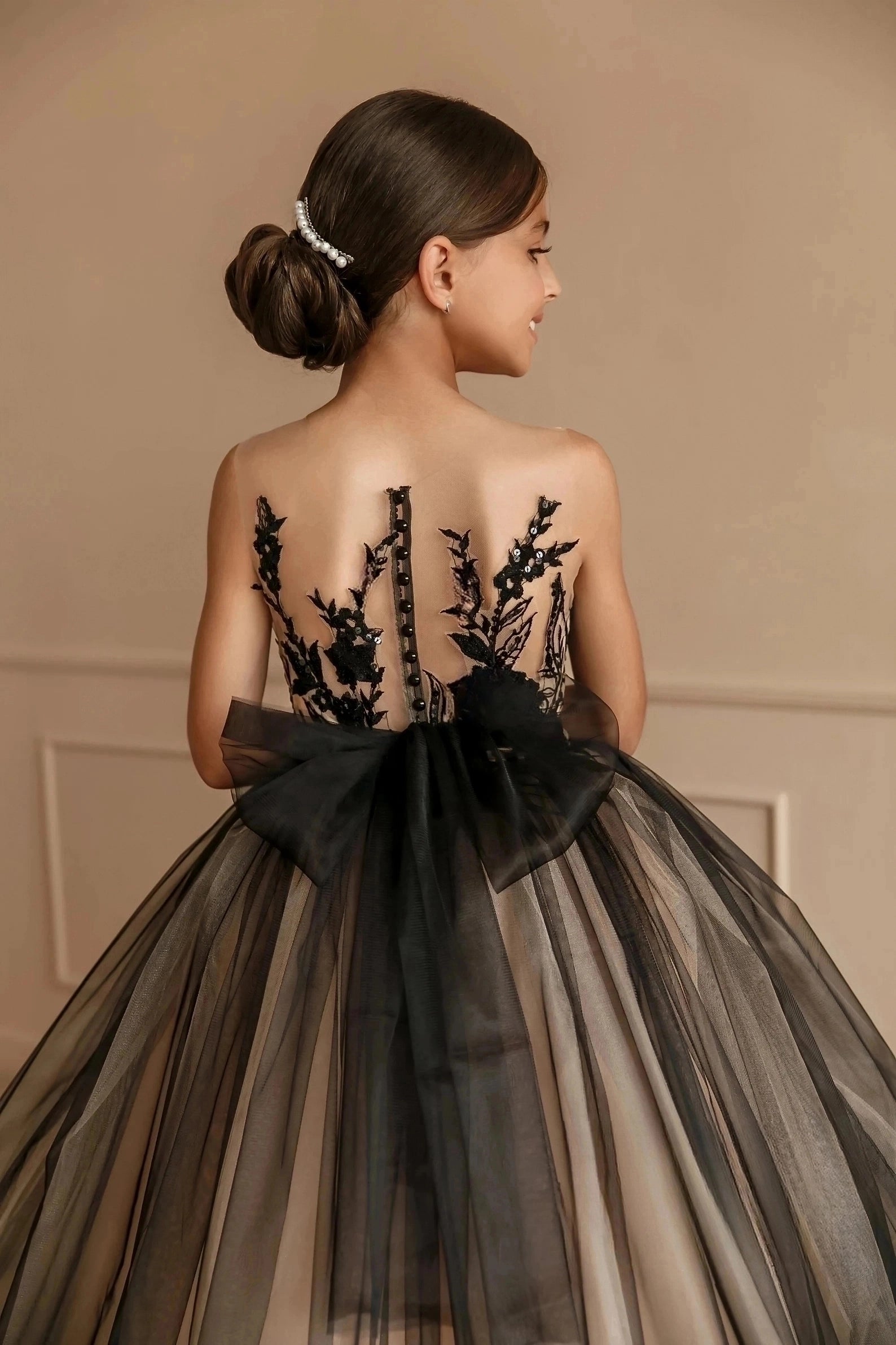 Girls Stunning Lace Tulle Wedding Pageant Party Floor Length Gown