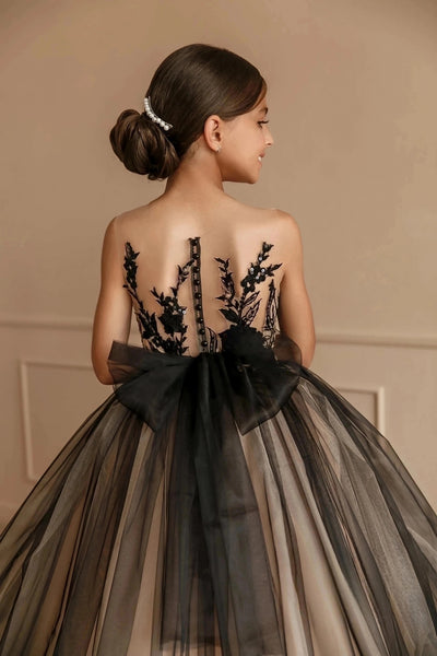 Girls Stunning Lace Tulle Wedding Pageant Party Floor Length Gown