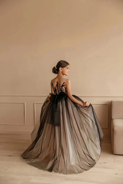 Girls Stunning Lace Tulle Wedding Pageant Party Floor Length Gown