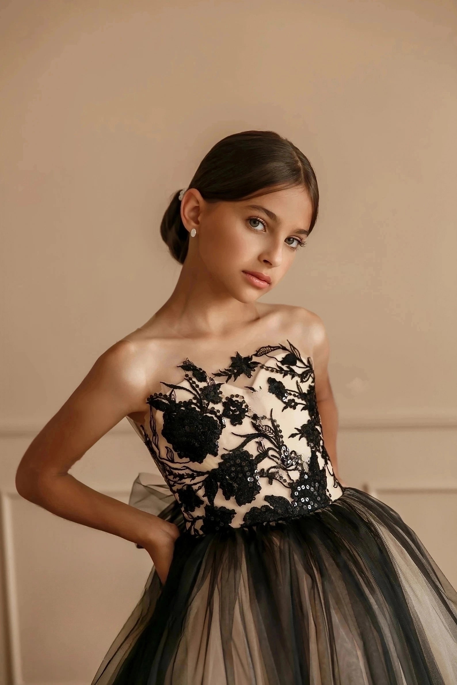 Girls Stunning Lace Tulle Wedding Pageant Party Floor Length Gown