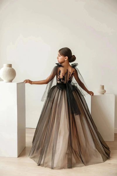 Girls Stunning Lace Tulle Wedding Pageant Party Floor Length Gown