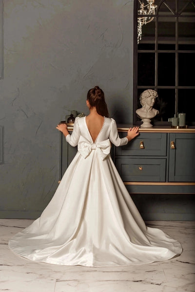 Taliah First Communion Satin Gown | Blush Kids