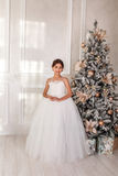 Girls Custom Couture Special Occasion Wedding Party Lace Tulle Floor Length Dress