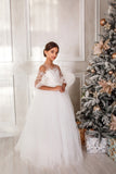 Girls Custom Couture Special Occasion Wedding Party Lace Tulle Floor Length Dress