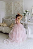 Girls Custom Couture Tulle Satin Wedding Party Flower Girl Floor Length Dress