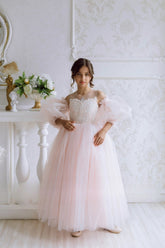 Elora Flower Girl Satin Tulle Dress | Blush Kids