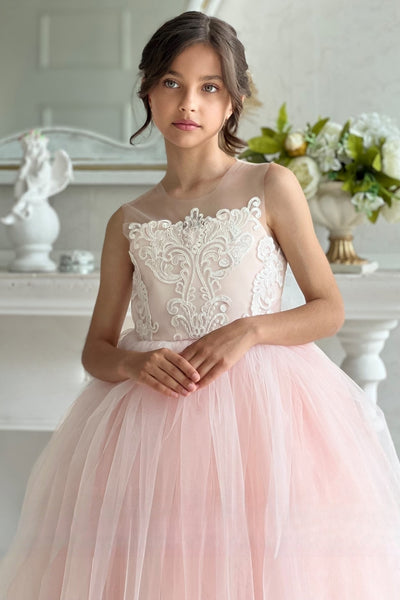 Elora Flower Girl Satin Tulle Dress | Blush Kids