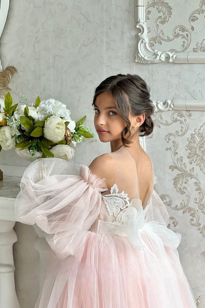 Elora Flower Girl Satin Tulle Dress | Blush Kids