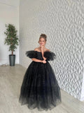 Girls Custom Glitter Tulle Satin Special Occasion Pageant Party Floor Length Dress