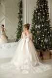 Gorgeous Wedding Flower Girl Special Occasion Party Lace Tulle Gown