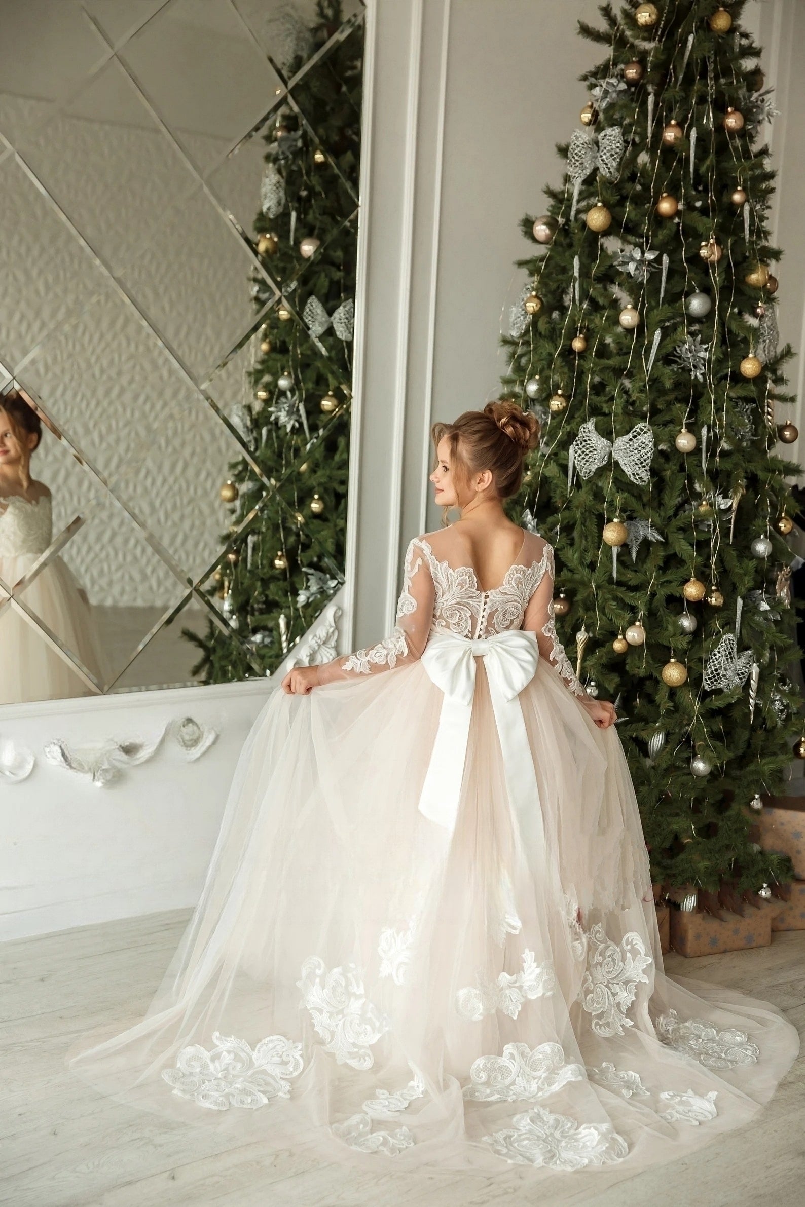 Gorgeous Wedding Flower Girl Special Occasion Party Lace Tulle Gown