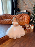 Girls Elegant Communion Wedding Flower Girl Party Satin Tulle Floor Length Dress