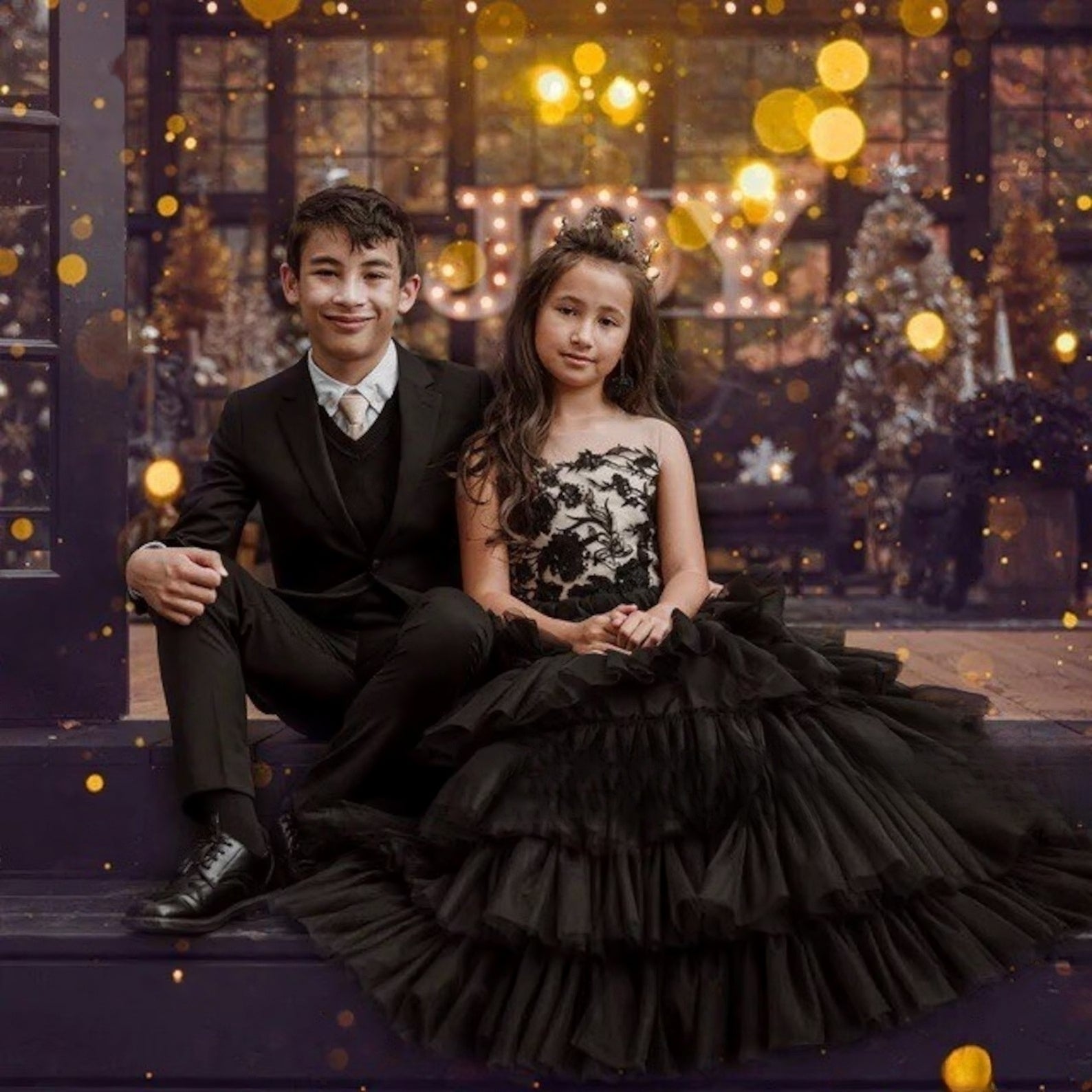 Girls Stunning Lace Tulle Special Occasion Pageant Party Floor Length Dress