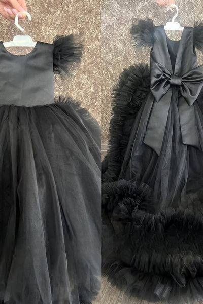 Custom Wedding Party Flower Girl Floor Length Satin Tulle Dress
