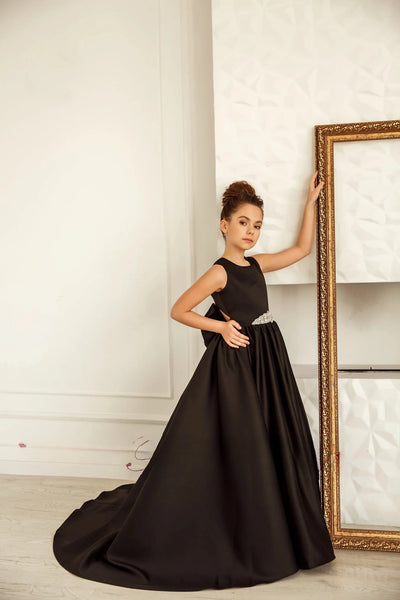 Satin Wedding Flower Girl Party Special Occasion Floor Length Dress