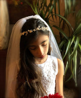 Girls 1st Communion Pearl Tiara Headband With Ribbon