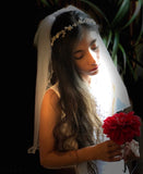 Girls 1st Communion Pearl Tiara Headband With Ribbon