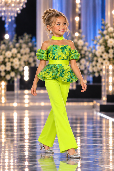 Girls Brocade Pageant Pantsuit | Signature Designer Collection