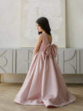 Auréline Blush Pink Satin Couture Girls Gown - Blush Kids
