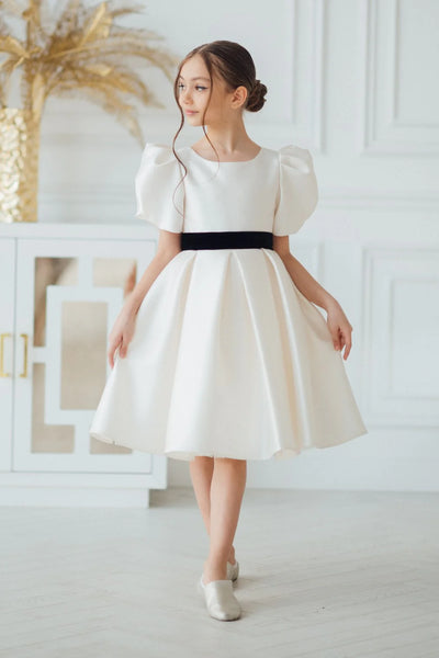 Victoria Flower Girl Birthday Satin Dress - Short Formalwear