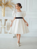 Victoria Flower Girl Birthday Satin Dress - Short Formalwear