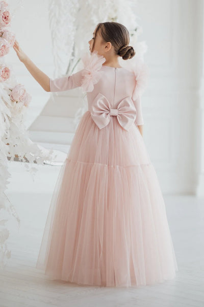 Celine Flower Girl Floor Length Tulle Dress - Blush Kids Luxury Couture