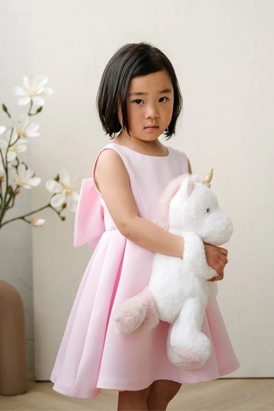 Rosamie Teter Warm Girls Bright Pink Bow Party Dress