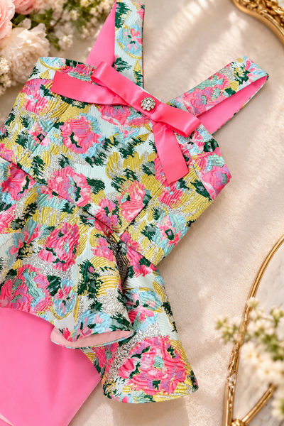 Girls Floral Brocade Pageant Short Set | Signature Designer