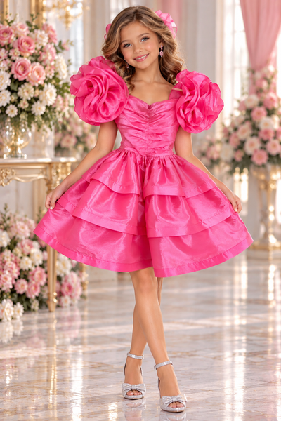 Girls Pink Taffeta Pageant Dress | Signature Designer