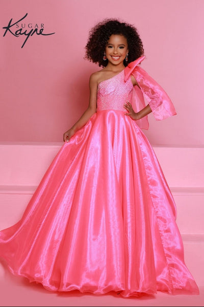 C310 - Sugar Kayne Elegant One Shoulder Girls Pageant Gown