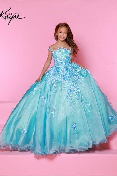 Sugar Kayne Sequin Mesh Organza Gown – Perfect for Pageants